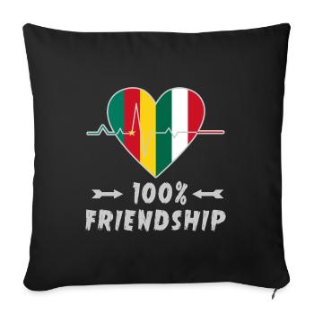 100 % amitié entre le Cameroun et l'Italie - Housse de coussin décorative 45 x 45 cm - noir - Devant