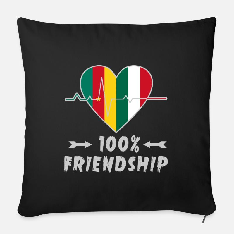 Camerun e Italia 100% amicizia - Copricuscino per divano, 45 x 45 cm - nero