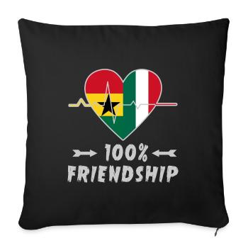 Ghana und Italien 100% Freundschaft - Sofakissenbezug 45 x 45 cm - Schwarz - Vorne