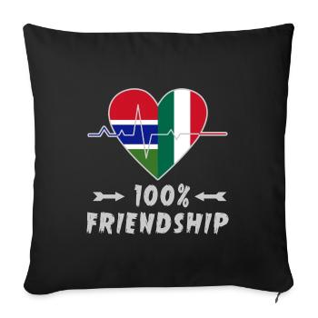 Gambia and Italy 100% friendship - Sofa pillowcase 17,3'' x 17,3'' (45 x 45 cm) - black - Front
