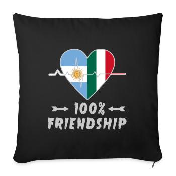 100 % amitié entre l'Argentine et l'Italie - Housse de coussin décorative 45 x 45 cm - noir - Devant