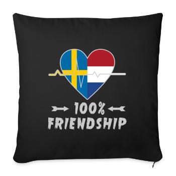 100 % amitié entre la Suède et les Pays-Bas - Housse de coussin décorative 45 x 45 cm - noir - Devant