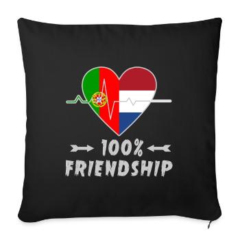 Le Portugal et les Pays-Bas : amitié à 100 % - Housse de coussin décorative 45 x 45 cm - noir - Devant