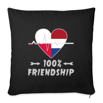 100 % amitié entre la Pologne et les Pays-Bas - Housse de coussin décorative 45 x 45 cm - noir - Devant
