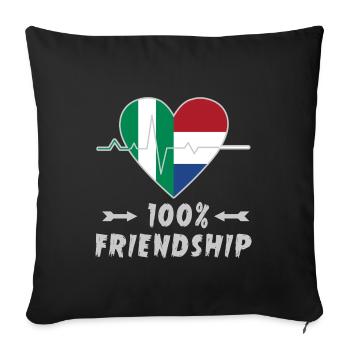 Nigeria and the Netherlands 100% friendship - Sofa pillowcase 17,3'' x 17,3'' (45 x 45 cm) - black - Front