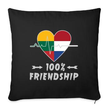 100 % amitié entre la Lituanie et les Pays-Bas - Housse de coussin décorative 45 x 45 cm - noir - Devant