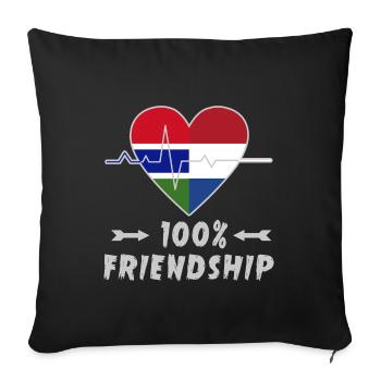 Gambia and Netherlands 100% friendship - Sofa pillowcase 17,3'' x 17,3'' (45 x 45 cm) - black - Front