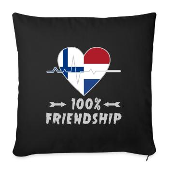 Finland and the Netherlands 100% friendship - Sofa pillowcase 17,3'' x 17,3'' (45 x 45 cm) - black - Front