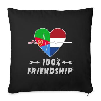 Eritrea und Niederlande 100% Freundschaft - Sofakissenbezug 45 x 45 cm - Schwarz - Vorne