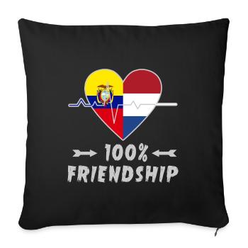 100 % amitié entre l'Équateur et les Pays-Bas - Housse de coussin décorative 45 x 45 cm - noir - Devant