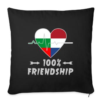 Bulgaria and the Netherlands 100% friendship - Sofa pillowcase 17,3'' x 17,3'' (45 x 45 cm) - black - Front