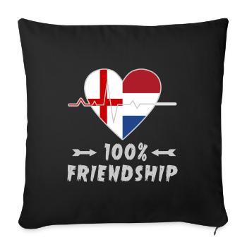 England and Netherlands 100% friendship - Sofa pillowcase 17,3'' x 17,3'' (45 x 45 cm) - black - Front