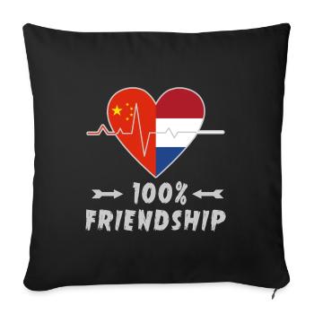 La Chine et les Pays-Bas : amitié à 100 % - Housse de coussin décorative 45 x 45 cm - noir - Devant