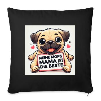 Drôle de chien avec message pour enfants - Housse de coussin décorative 45 x 45 cm - noir - Devant
