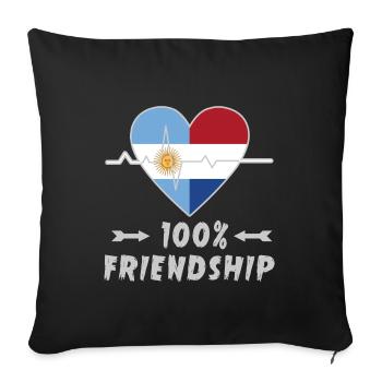 Argentina and the Netherlands 100% friendship - Sofa pillowcase 17,3'' x 17,3'' (45 x 45 cm) - black - Front
