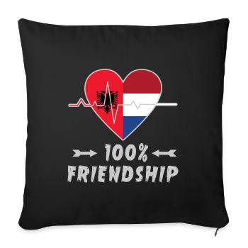 L'Albanie et les Pays-Bas : amitié à 100 % - Housse de coussin décorative 45 x 45 cm - noir - Devant