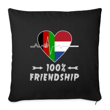 Afghanistan and the Netherlands 100% friendship - Sofa pillowcase 17,3'' x 17,3'' (45 x 45 cm) - black - Front