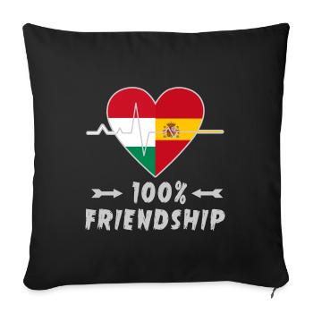 L'amitié entre la Hongrie et l'Espagne est à 100% - Housse de coussin décorative 45 x 45 cm - noir - Devant