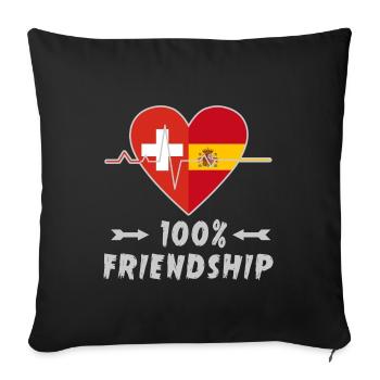 100 % amitié entre la Suisse et l'Espagne - Housse de coussin décorative 45 x 45 cm - noir - Devant