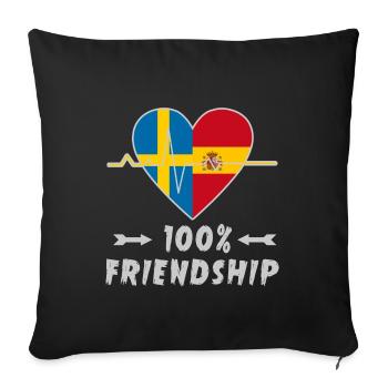 100 % amitié entre la Suède et l'Espagne - Housse de coussin décorative 45 x 45 cm - noir - Devant