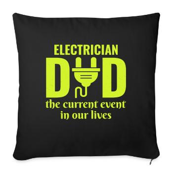Électricien Papa Technicien en électricité Fête des pères - Housse de coussin décorative 45 x 45 cm - noir - Devant