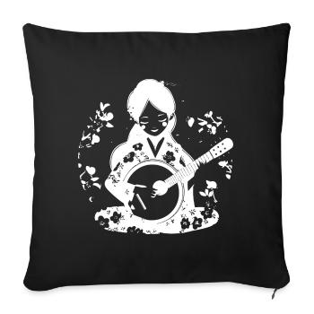 Dessin d’un joueur de banjo - Housse de coussin décorative 45 x 45 cm - noir - Devant