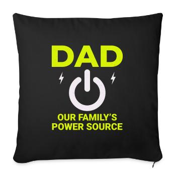 Electrician Dad: Family’s Power Source - Sofa pillowcase 17,3'' x 17,3'' (45 x 45 cm) - black - Front