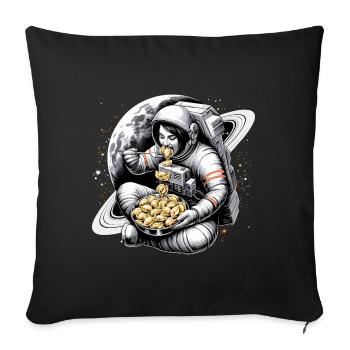Astronaute Astronaute Pelmeni Cadeau délicieux - Housse de coussin décorative 45 x 45 cm - noir - Devant