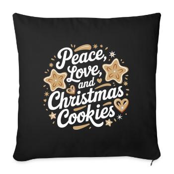 Peace, Love, and Christmas Cookies - Sofa pillowcase 17,3'' x 17,3'' (45 x 45 cm) - black - Front