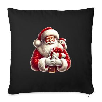 Père Noël festif avec des cadeaux Illustration - Housse de coussin décorative 45 x 45 cm - noir - Devant