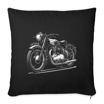 Vintage Motorcycle Line Art Design - Sofa pillowcase 17,3'' x 17,3'' (45 x 45 cm) - black - Front