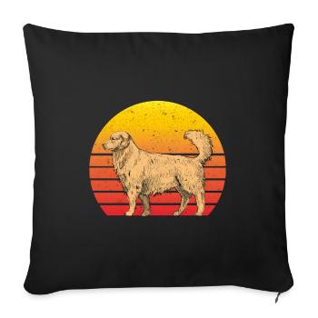 Golden Retriever Rétro Coucher de soleil - Housse de coussin décorative 45 x 45 cm - noir - Devant
