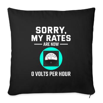 Électricien à la retraite : 0 volts par heure - Housse de coussin décorative 45 x 45 cm - noir - Devant