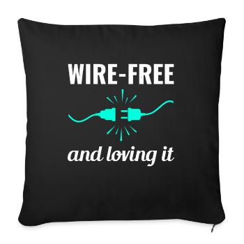 Électricien : sans fil et aimant la vie - Housse de coussin décorative 45 x 45 cm - noir - Devant