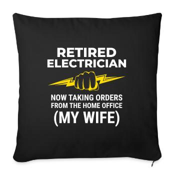 Électricien à la retraite : Bureau à domicile - Housse de coussin décorative 45 x 45 cm - noir - Devant