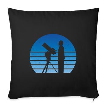 Astronome télescope rétro Vintage Outer Space étoiles - Housse de coussin décorative 45 x 45 cm - noir - Devant