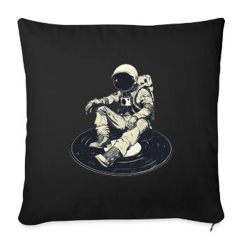astronaute disque vinyle musique vinyle - Housse de coussin décorative 45 x 45 cm - noir - Devant