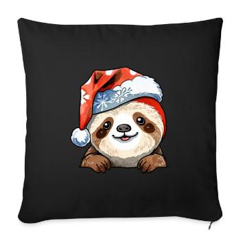 Dessin de Noël paresseux - Housse de coussin décorative 45 x 45 cm - noir - Devant