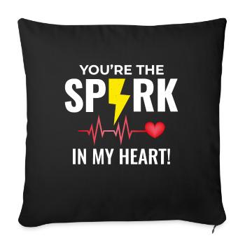 Electrician Valentine: Spark in My Heart - Sofa pillowcase 17,3'' x 17,3'' (45 x 45 cm) - black - Front