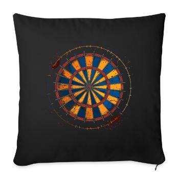 Dessin de jeu de fléchettes - Housse de coussin décorative 45 x 45 cm - noir - Devant