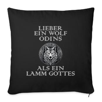 Walhalla Wolf Wölfe Odins Runen Nordischer Kompass - Sofakissenbezug 45 x 45 cm - Schwarz - Vorne