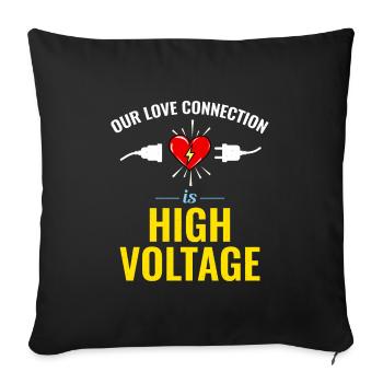 Électricien Valentine : High Voltage Love - Housse de coussin décorative 45 x 45 cm - noir - Devant
