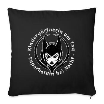 Kindergarten teacher by day Superhero by night - Sofa pillowcase 17,3'' x 17,3'' (45 x 45 cm) - black - Front