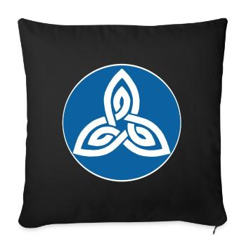 Fleur celte bleu - Housse de coussin décorative 45 x 45 cm - noir - Devant