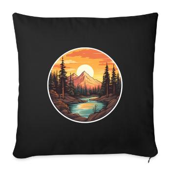 Nature Randonnée Paysage - Housse de coussin décorative 45 x 45 cm - noir - Devant