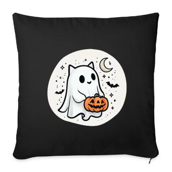 Katze Gespenst Halloween - Funny Spooky Cat - Sofakissenbezug 45 x 45 cm - Schwarz - Vorne