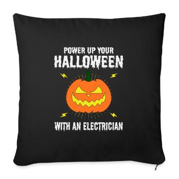 Electrician Halloween Power Up Spooky Pumpkin - Sofa pillowcase 17,3'' x 17,3'' (45 x 45 cm) - black - Front