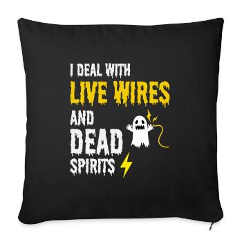 Electrician Halloween Humor Live Wires Dead Ghost - Sofa pillowcase 17,3'' x 17,3'' (45 x 45 cm) - black - Front