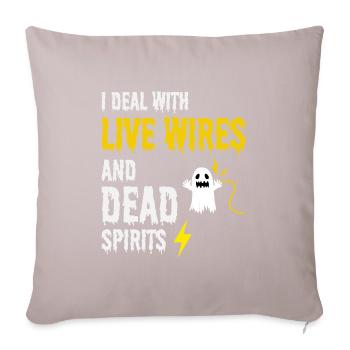 électricien Halloween humour fils en direct fantôme mort - Housse de coussin décorative 45 x 45 cm - taupe clair - Devant