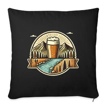 Bergbier-Abenteuer-Abzeichen-Design - Sofakissenbezug 45 x 45 cm - Schwarz - Vorne